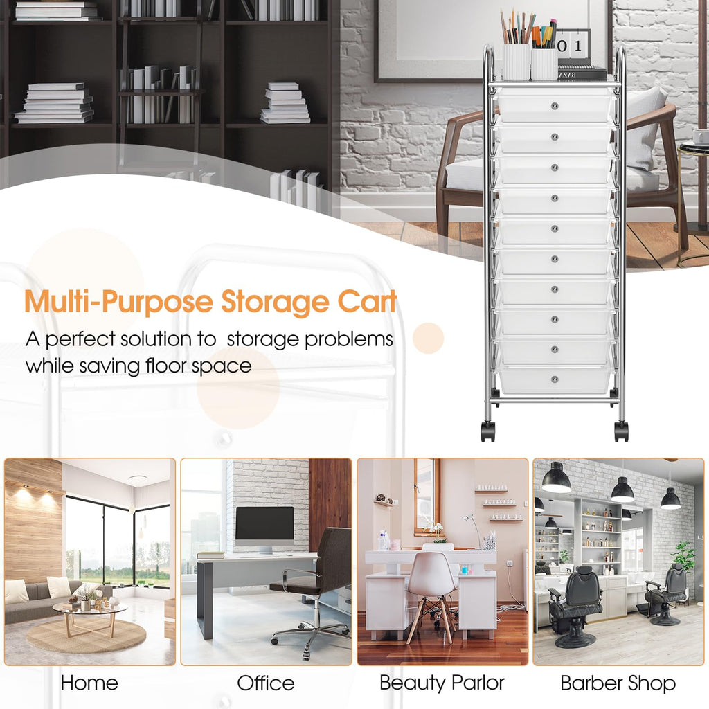 10 Drawers Rolling Storage Cart X602