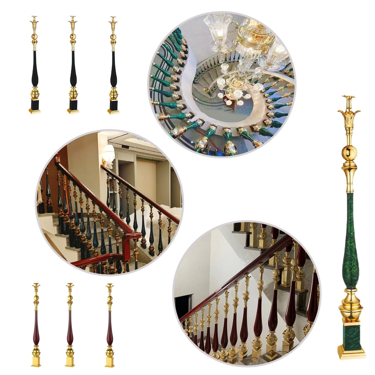 Black 6 Pack Aluminum Alloy Baluster Spindles F976