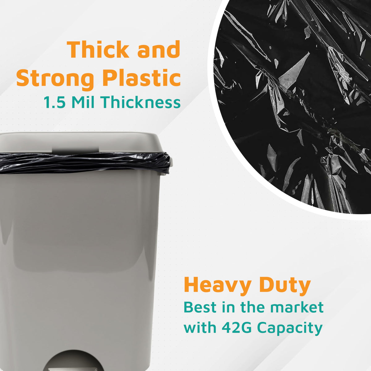 Black 42-Gallon 1.5 Mil Tall Trash Can Liners I482