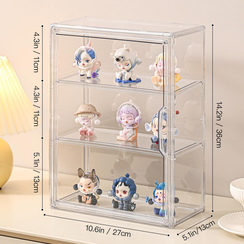 3 Tier Clear Acrylic Display Case with Magnetic Door X647