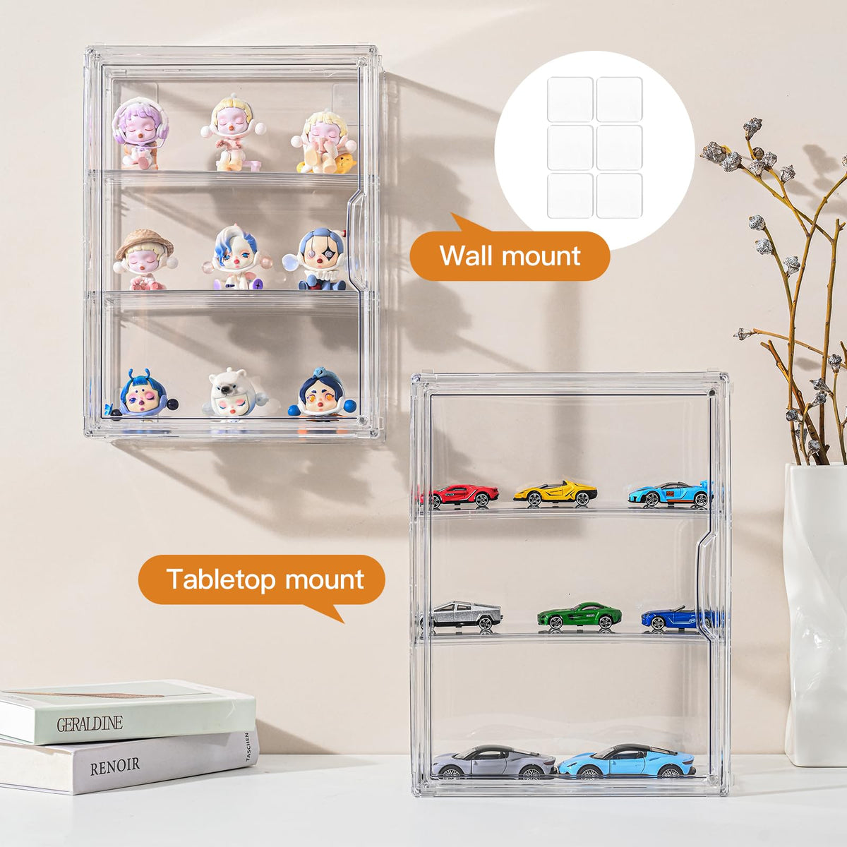 3 Tier Clear Acrylic Display Case with Magnetic Door X647