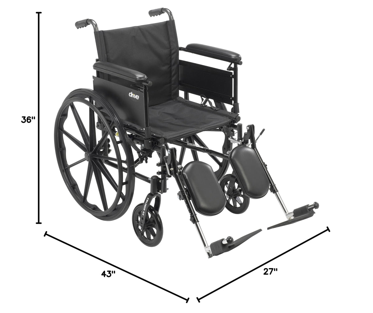 Transport Wheelchair with Full Arms and Elevating Legs L928123