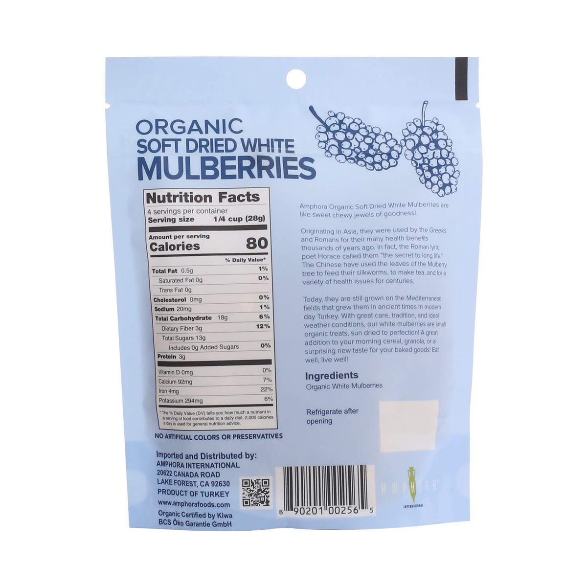 Organic Soft Dried White Mulberries 4 Ounce B979727