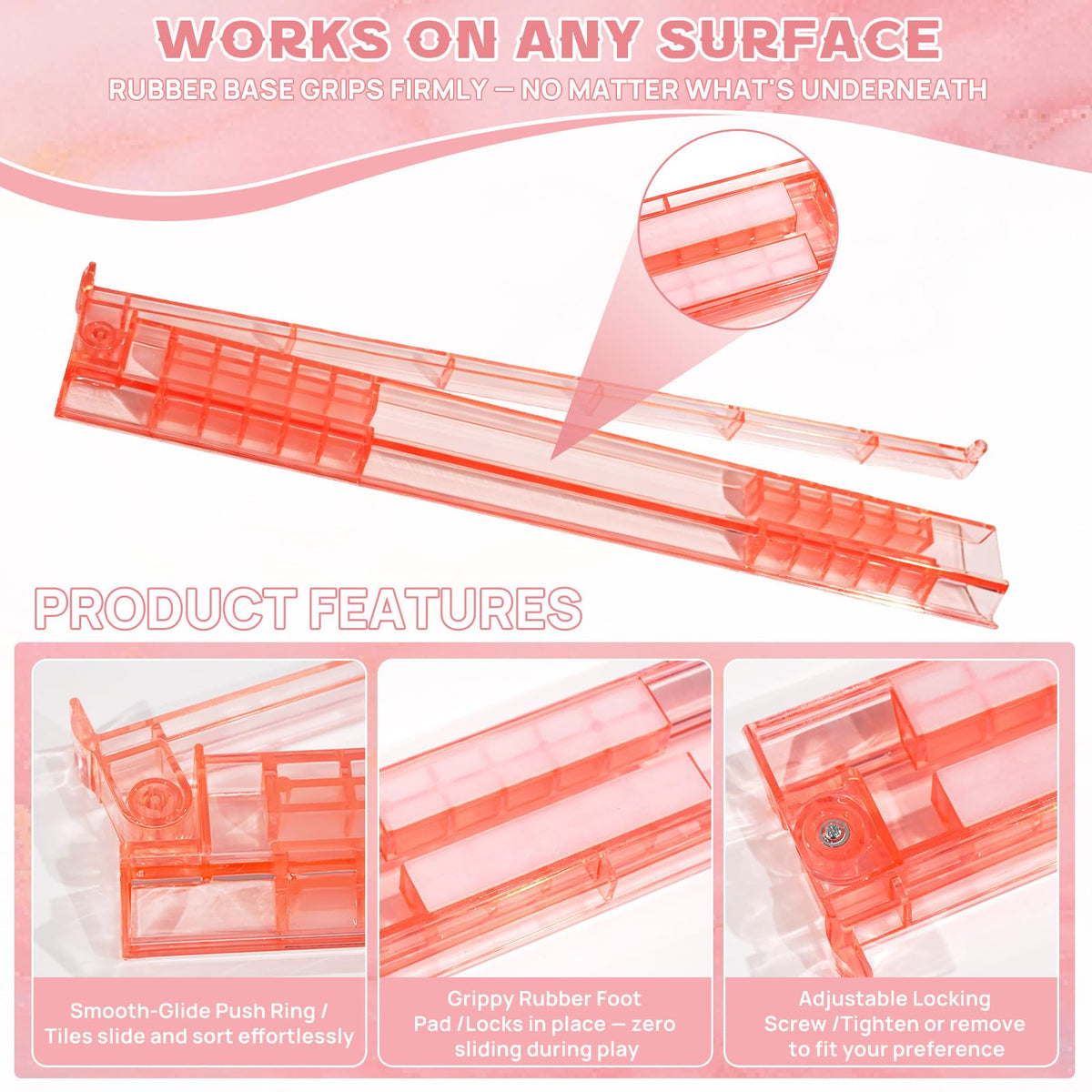 17.5'' Non-Slip Mahjong Racks with Pushers Set of 4 Acrylic Z26060