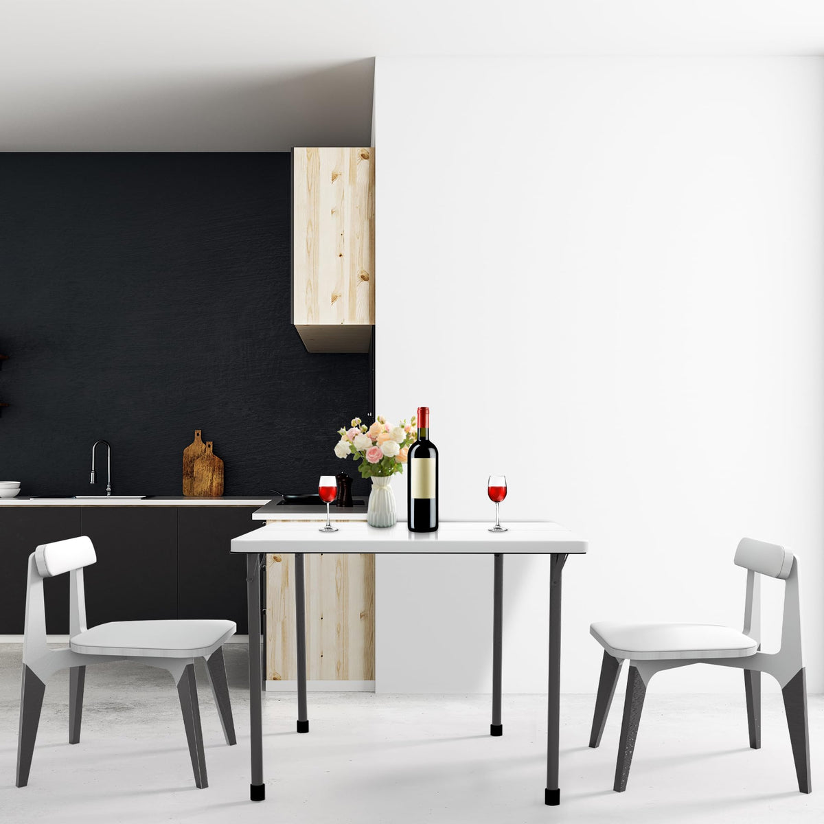 34" White Folding Card Table with Carrying Handle Q38039