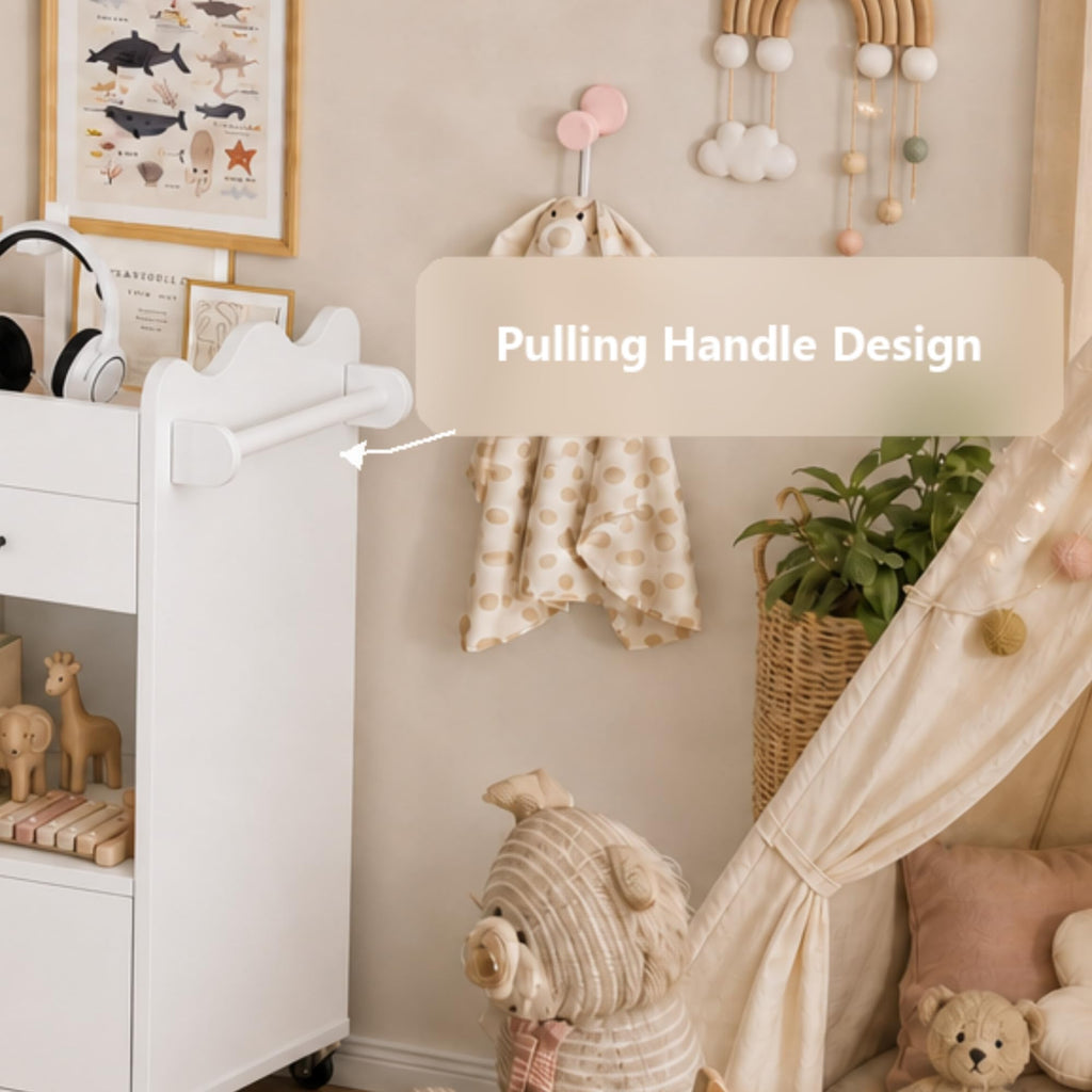 White 2 Drawer Baby Changing Table with Wheels Y2682