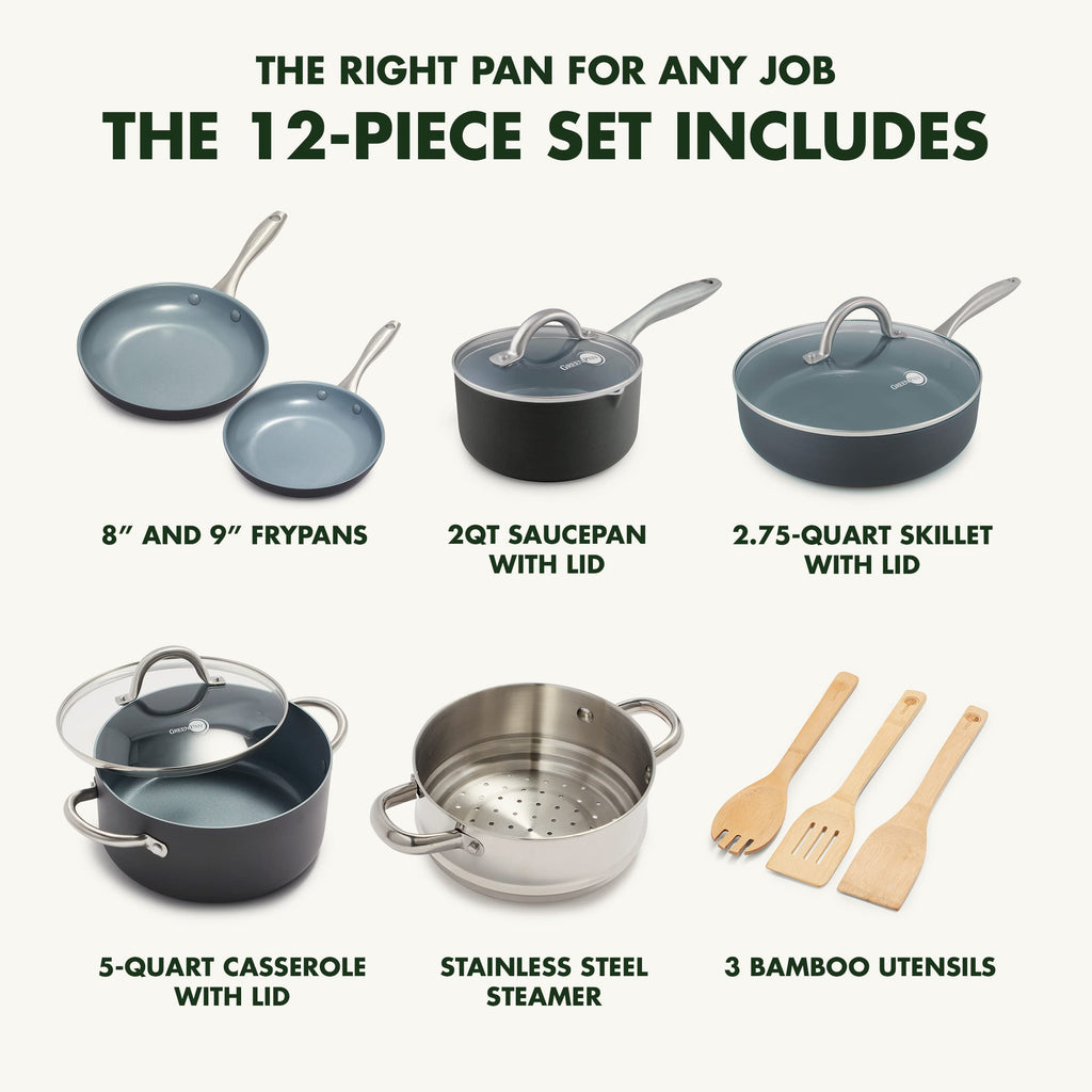Hard Anodized Ceramic Nonstick 12 Piece Cookware Set W142