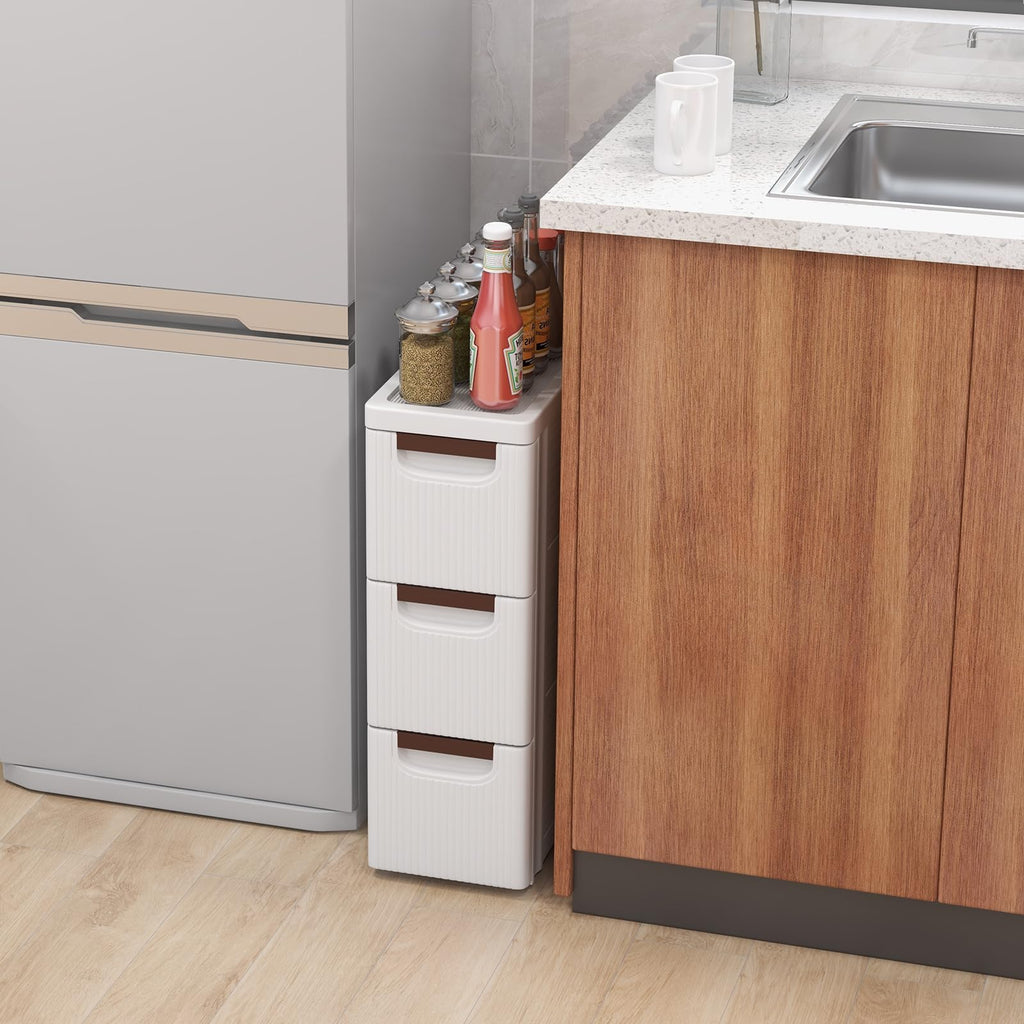 White 3 Drawer Narrow Storage Cabinet I300584