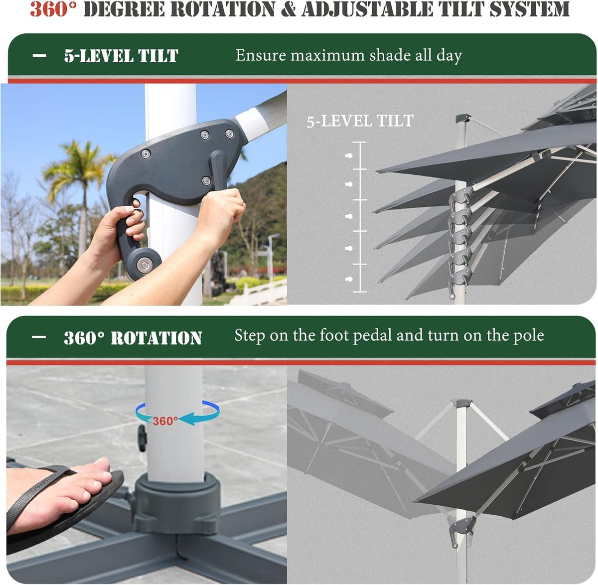 10x10 FT Grey Cantilever Patio Umbrella L728