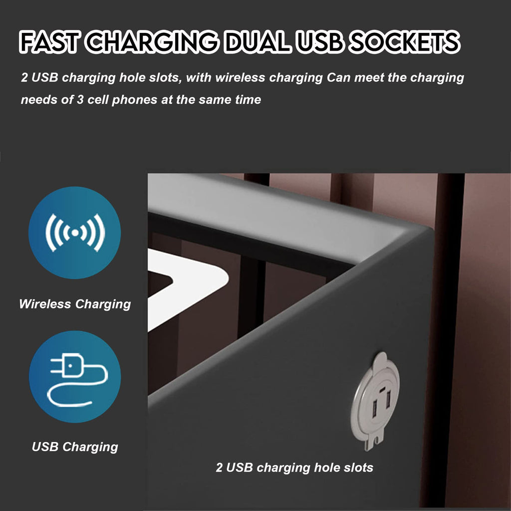 White 3 Drawer Smart Nightstand with Wireless Charging R3856