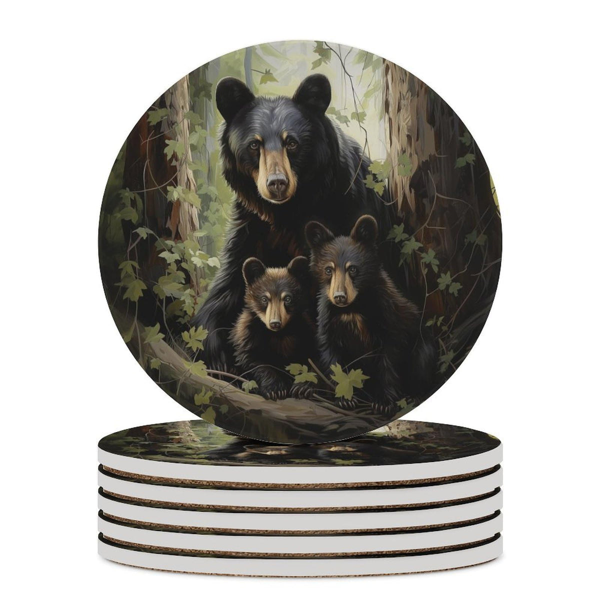 Absorbent Ceramic Stone Coasters Set of 4 Cork Base B968832