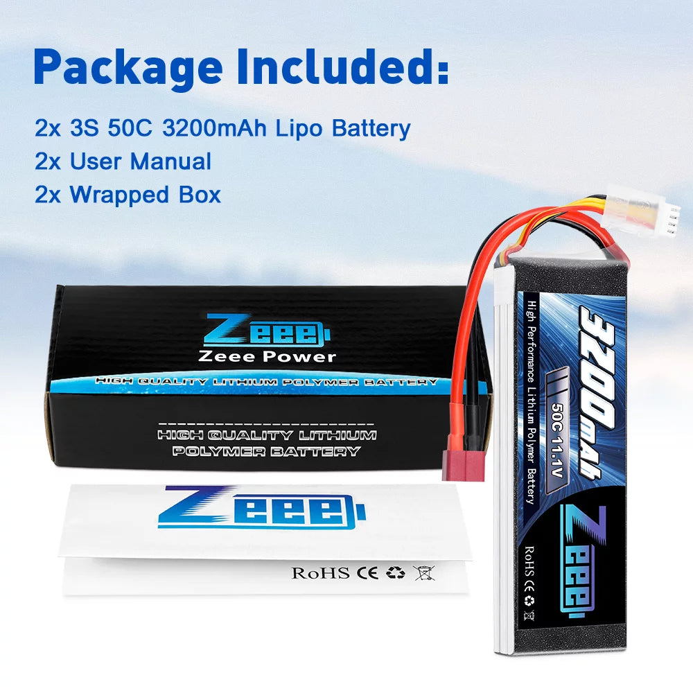 11.1V 50C 3200mAh 3S Lipo Battery 2 Pack O1876
