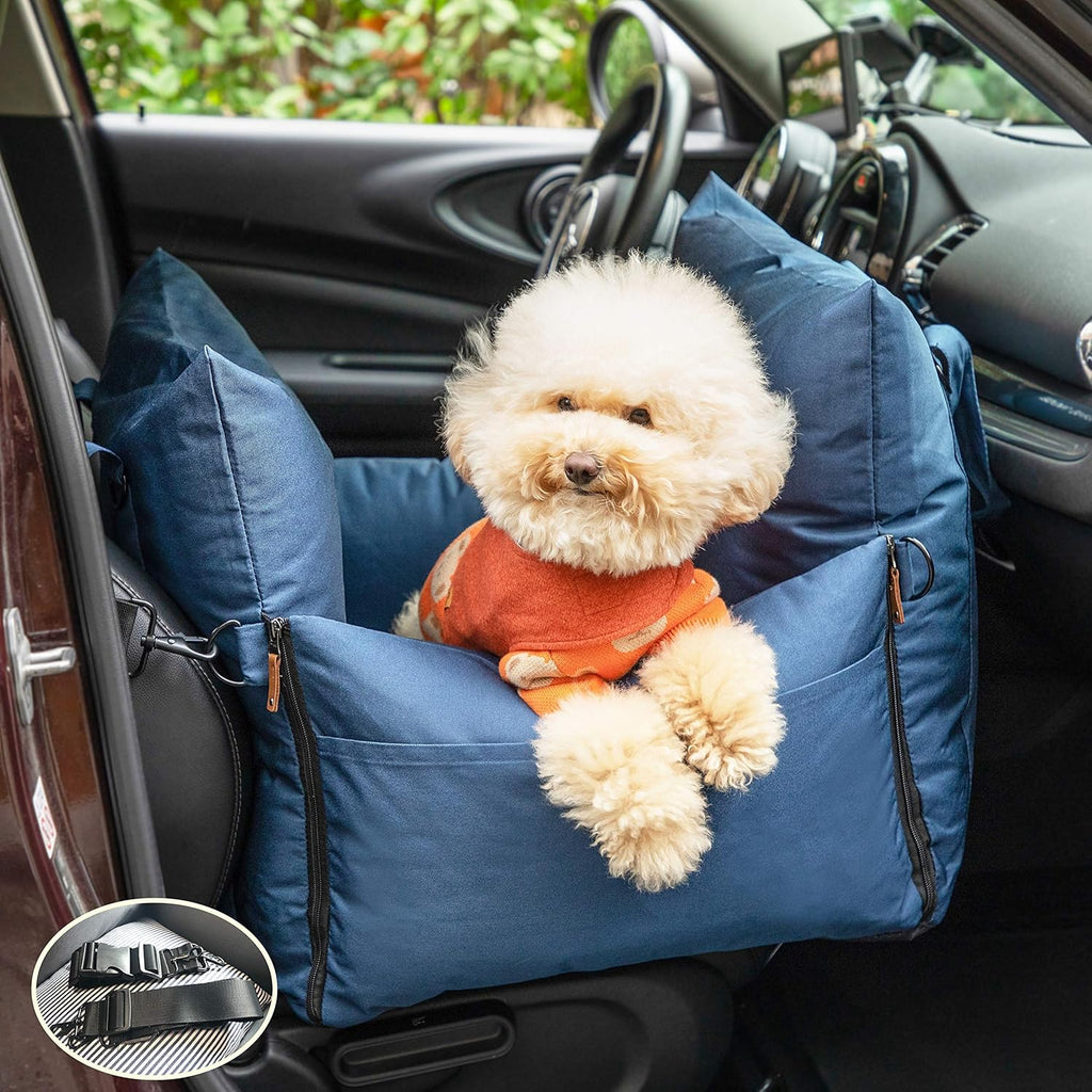Dog Car Seat with Front & Back Protection and 2 Adjustable Dog Leashes L670757