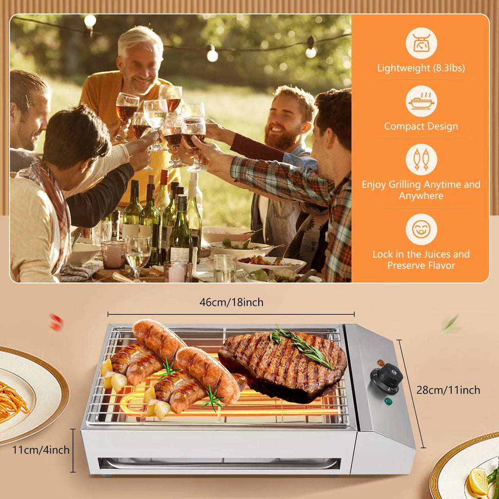 1800W Electric Grill Smokeless Barbecue Grill H347942