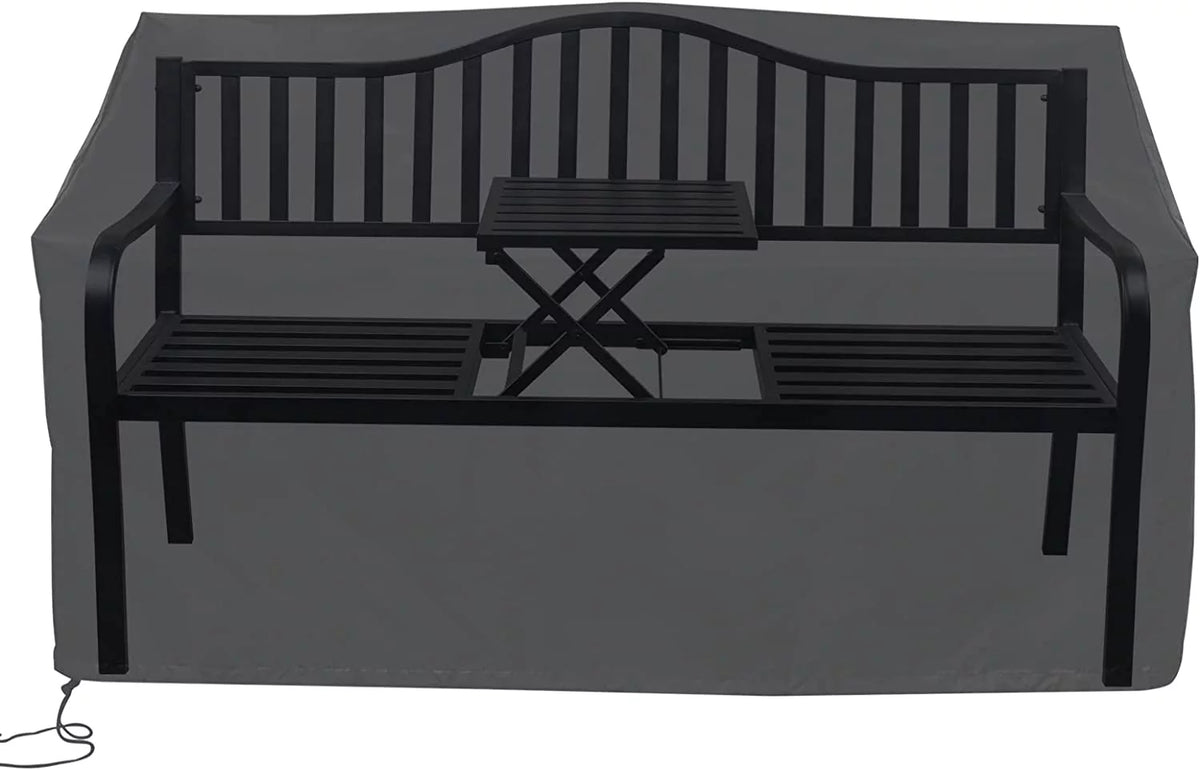 Black Outdoor Bench with Pullout Middle Table C549791