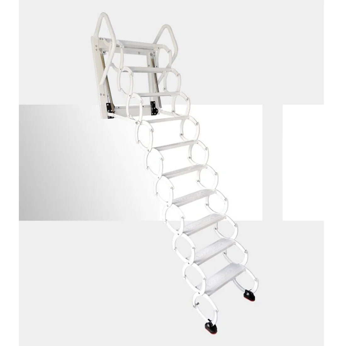 White Al-mg Alloy Wall Mounted Folding Attic Ladder B8825