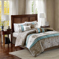 Blue Cal King Jacquard 7 Piece Comforter Set T32903