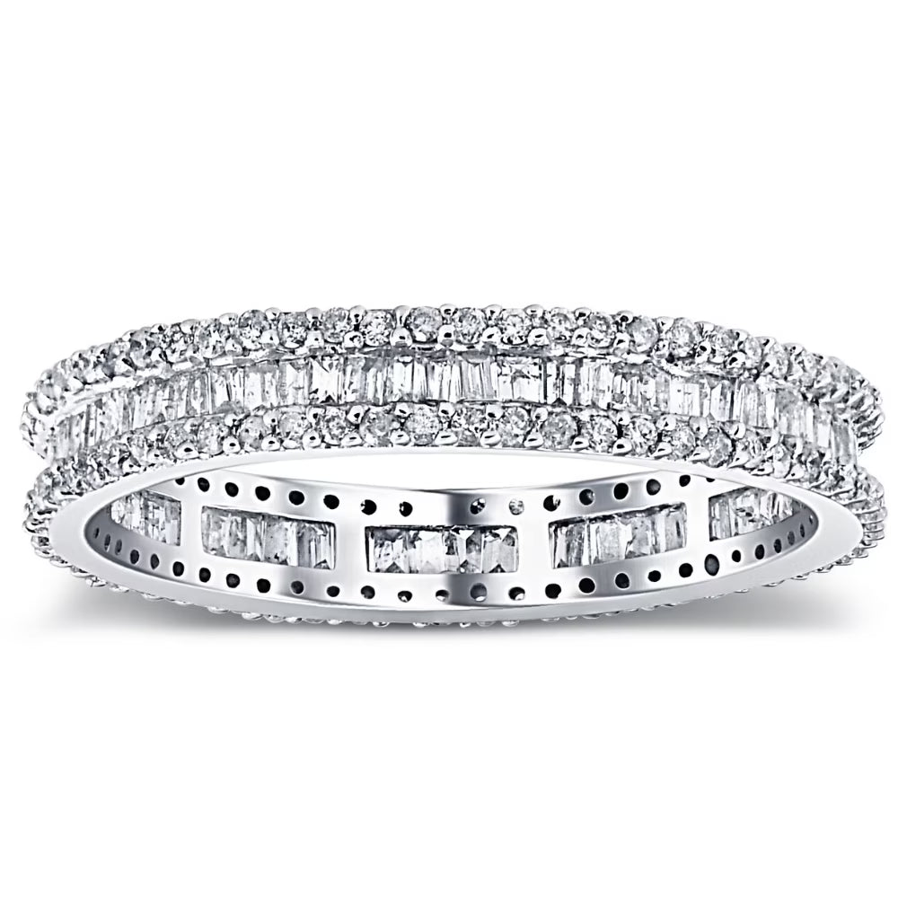 1 1/10 Ct Baguette & Diamond Eternity Ring Wedding Band F294