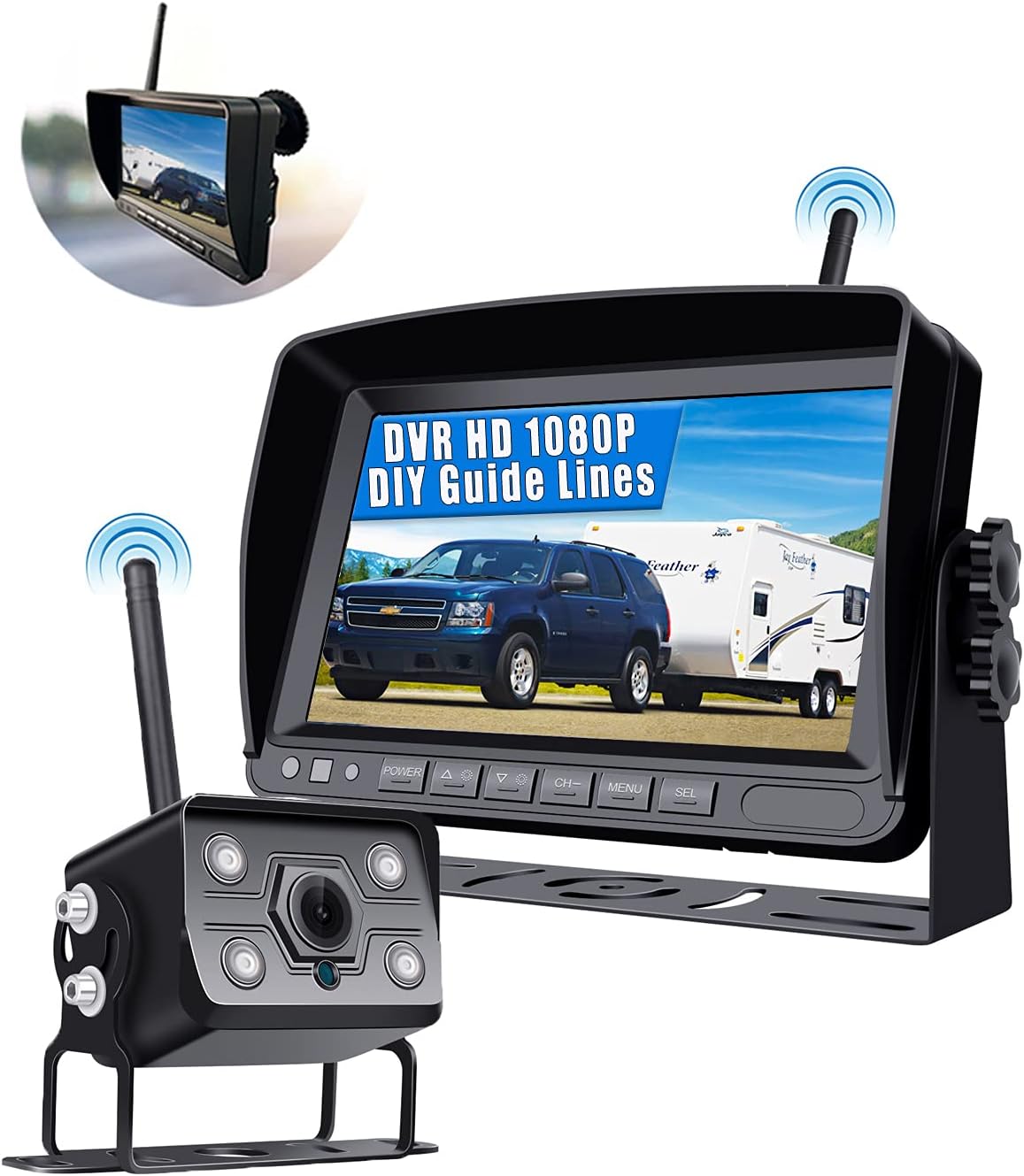 Wireless Backup Camera with 7 DVR HD Monitor D717992