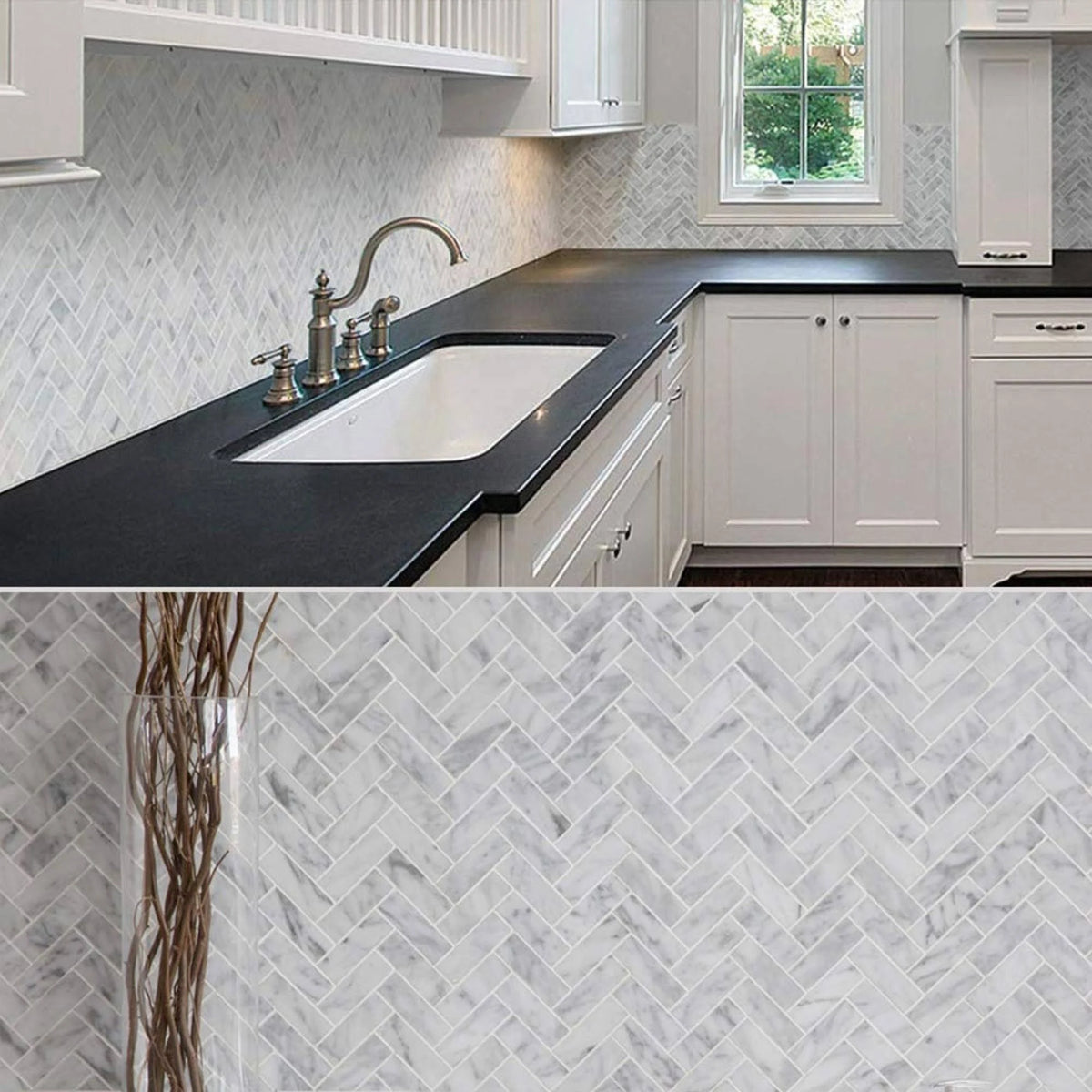Carrara Marble Mosaic Backsplash Tile, 20pc Z13448