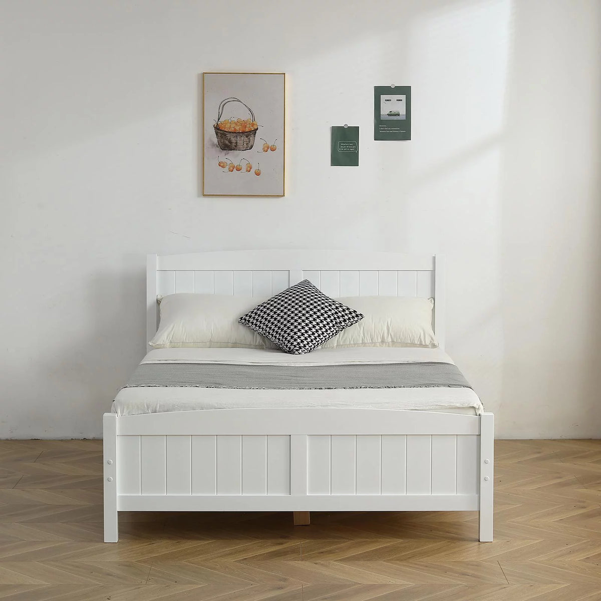 Queen Solid Pine Wood Platform Bed Frame with Headboard G456