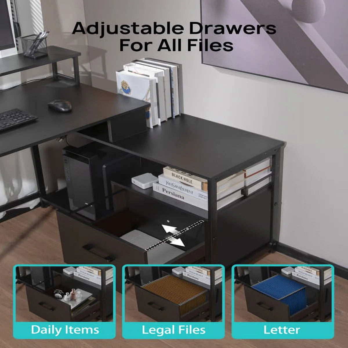 Home Office Computer Desk with File Drawer V967300