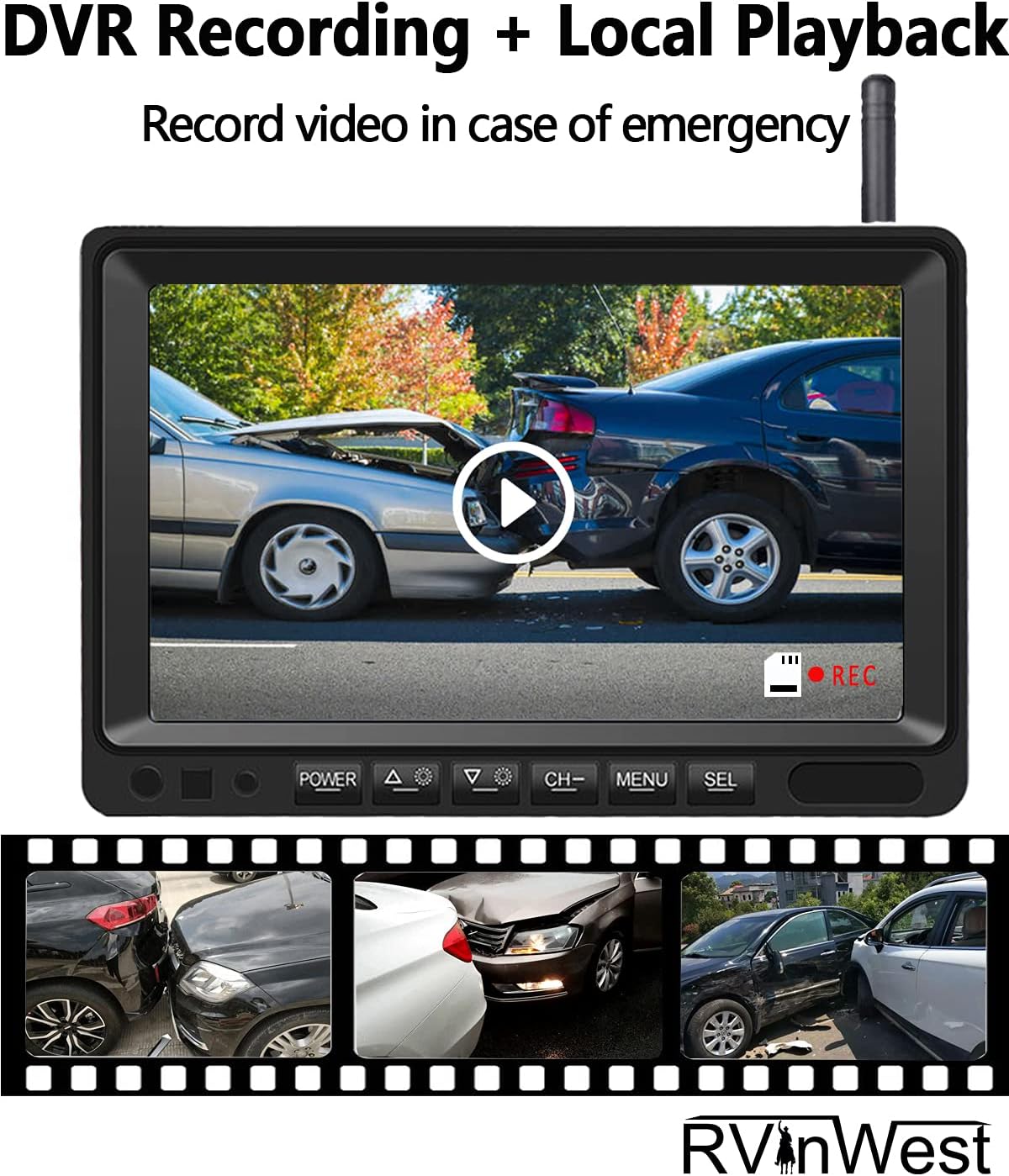 Wireless Backup Camera with 7 DVR HD Monitor D717992