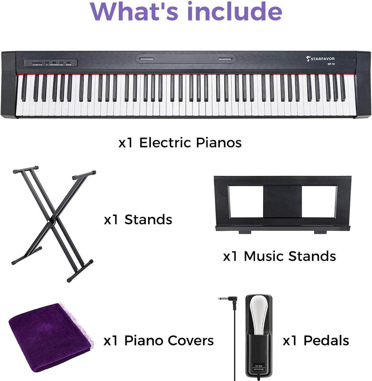 88 Key Digital Piano with Semi Weighted Keys and Dual 30W Speakers G147269