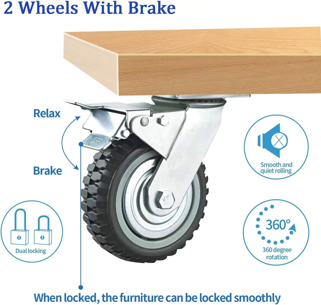 6 Inch Rubber Swivel Caster Wheels 4PCS J259021