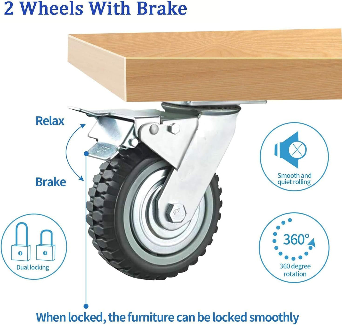 6 Inch Rubber Swivel Caster Wheels 4PCS J259021