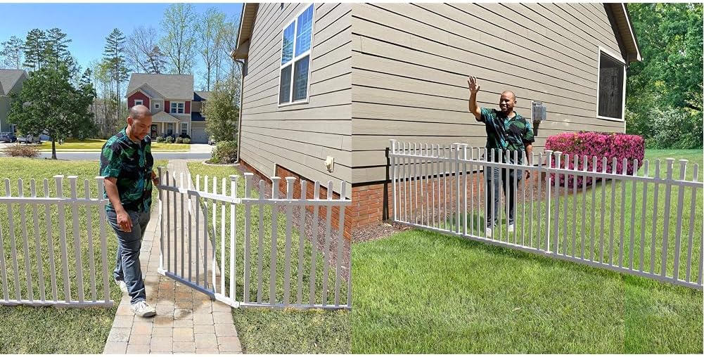 Vinyl Picket Fence 44" W x 41" H 2 Pack and White Vinyl Gate Kit 59.7" W x 41.1" H W84425