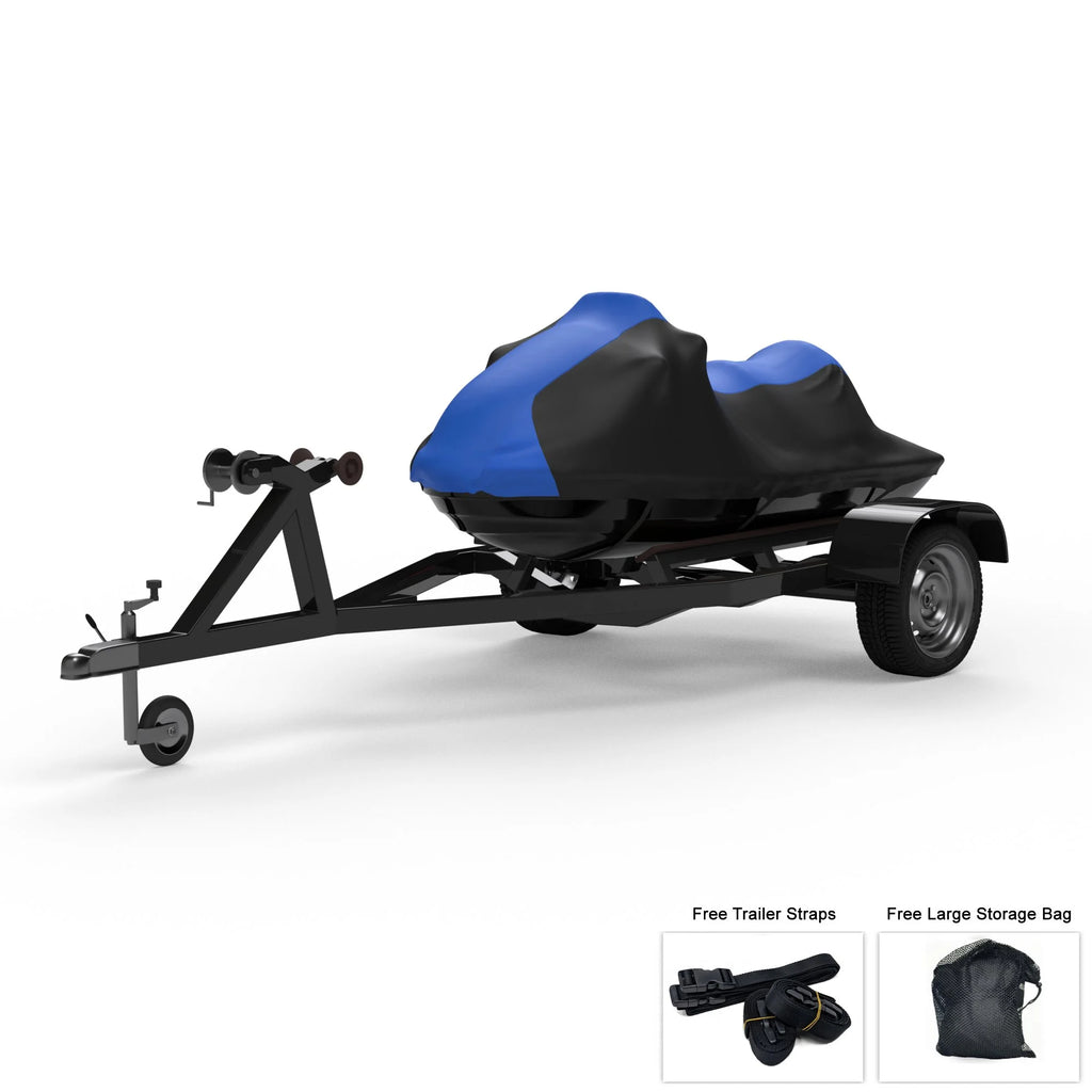 Blue Black All Weather Jet Ski Cover with Trailer Straps and Storage Bag Z83587