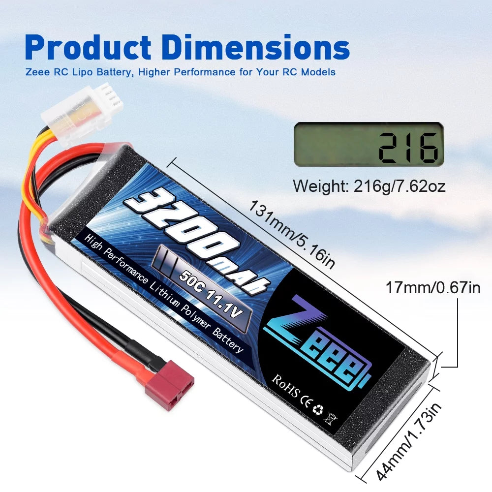 11.1V 50C 3200mAh 3S Lipo Battery 2 Pack O1876
