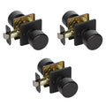 Matte Black Square Rose Door Knob 3-Pack N905