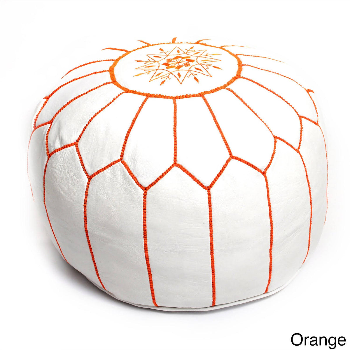 White Leather Ottoman B5848