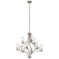 9 Light Brushed Nickel Steel Candelabra Chandelier C5548