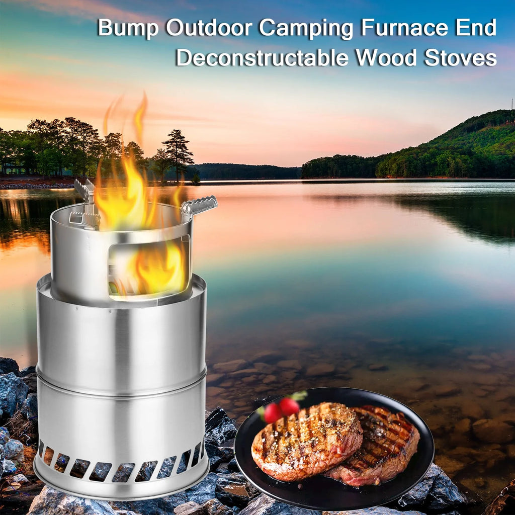 Windproof Stainless Steel Detachable Wood Stove N454