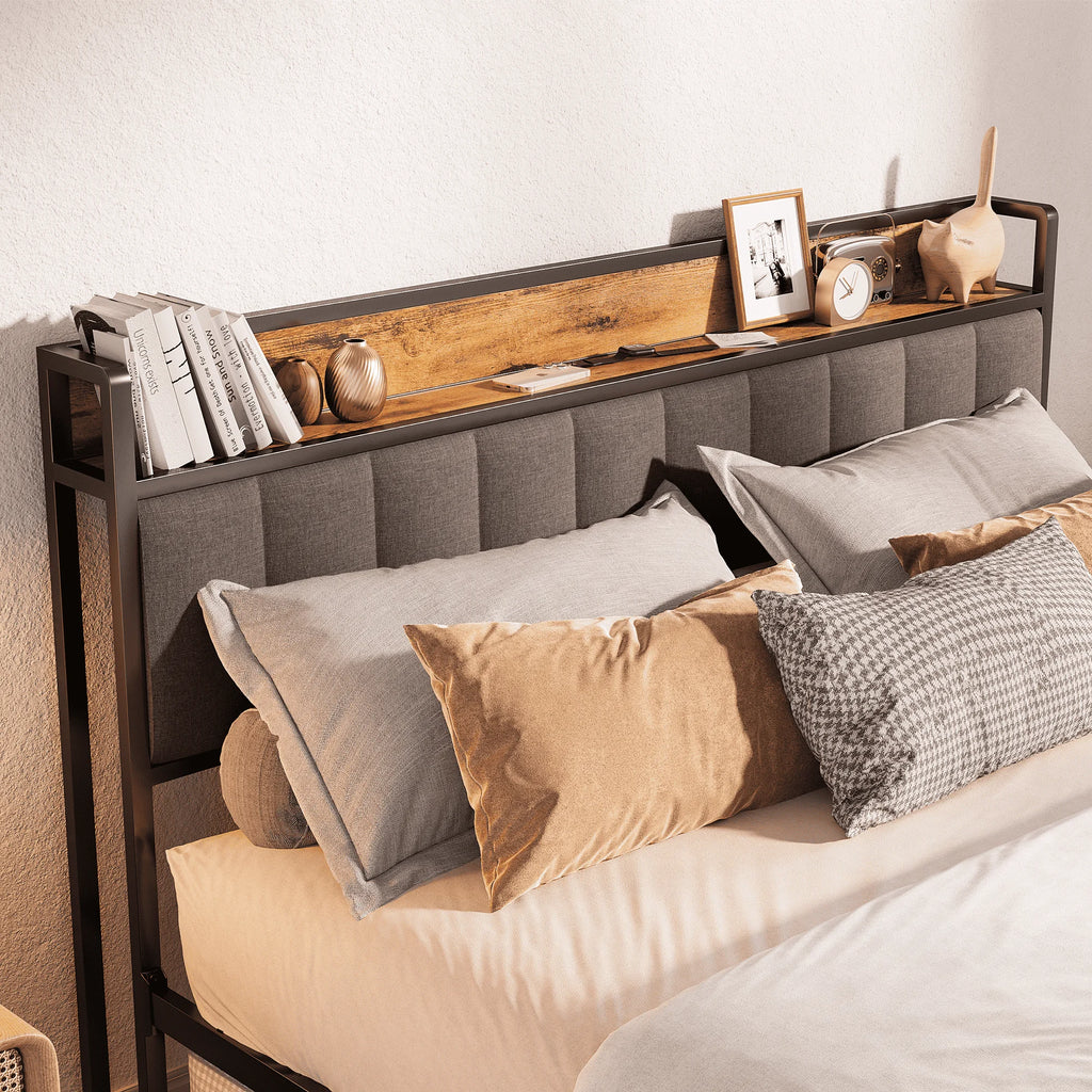 Queen Size Light Gray Platform Bed Frame Q63137