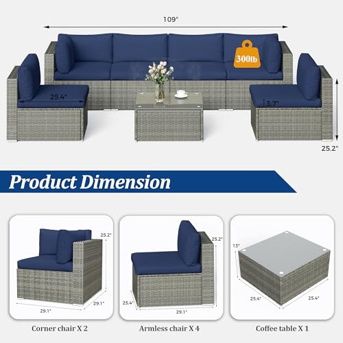 8-Piece Wicker Outdoor Sectional Sofa with Fire Pit Table Q983