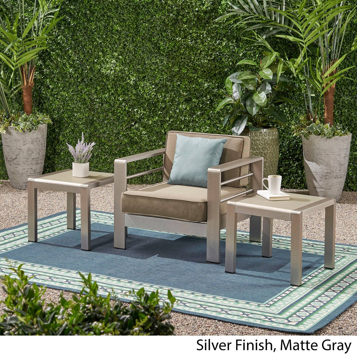 Gray Aluminum Patio Side Table D453