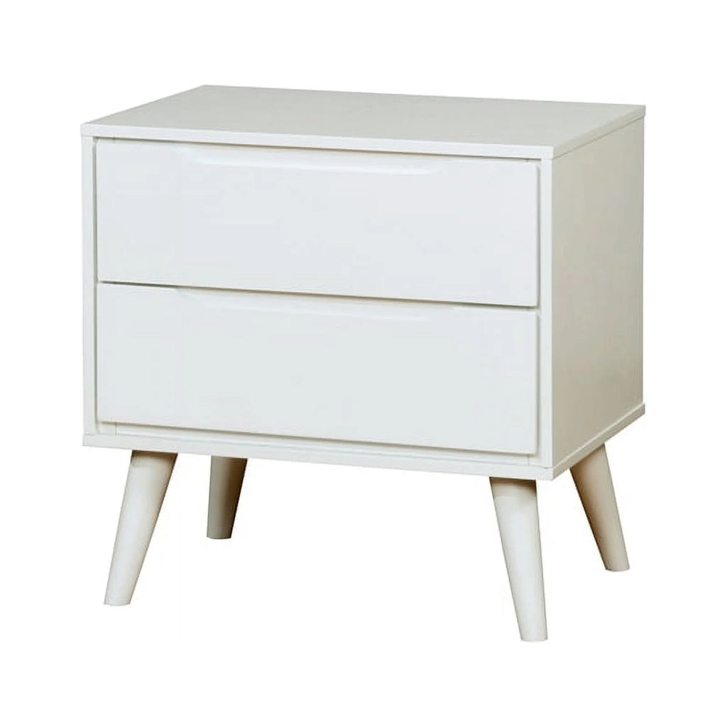 4pc Wood Bedroom Set King Nightstand Dresser Mirror White V563703