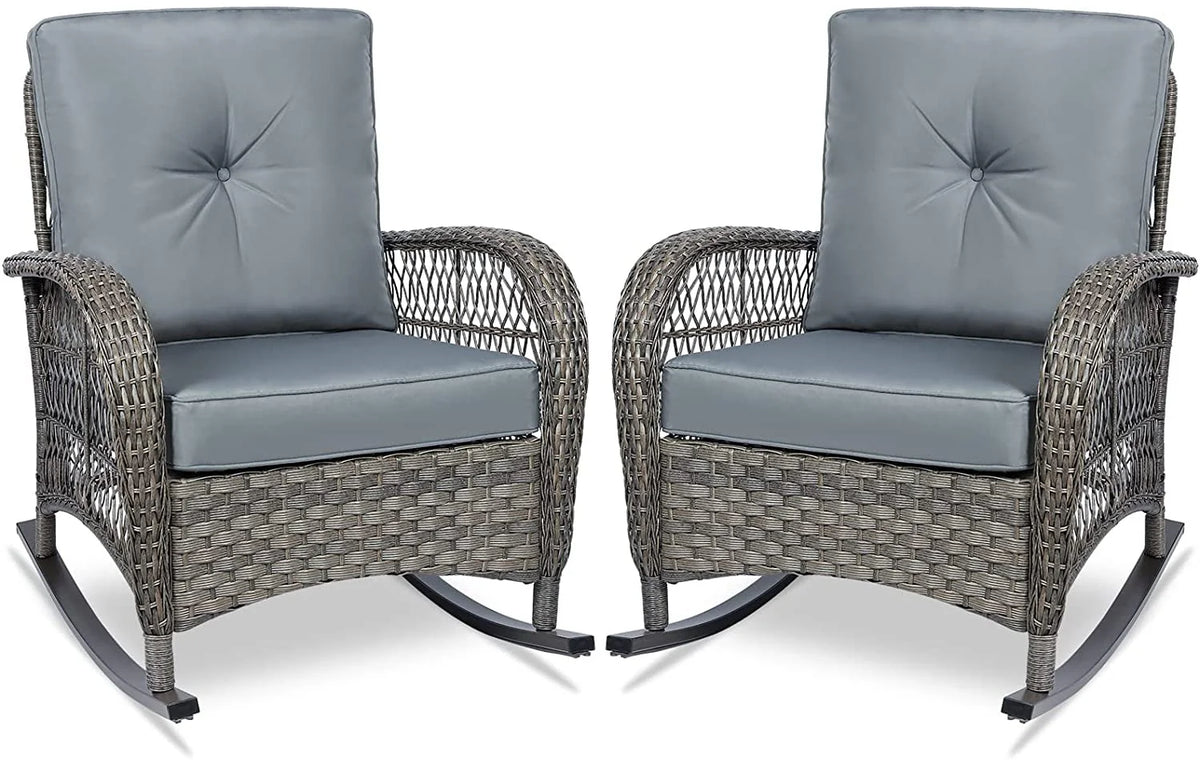 Outdoor Wicker Rocking Chair with Cushions U6658