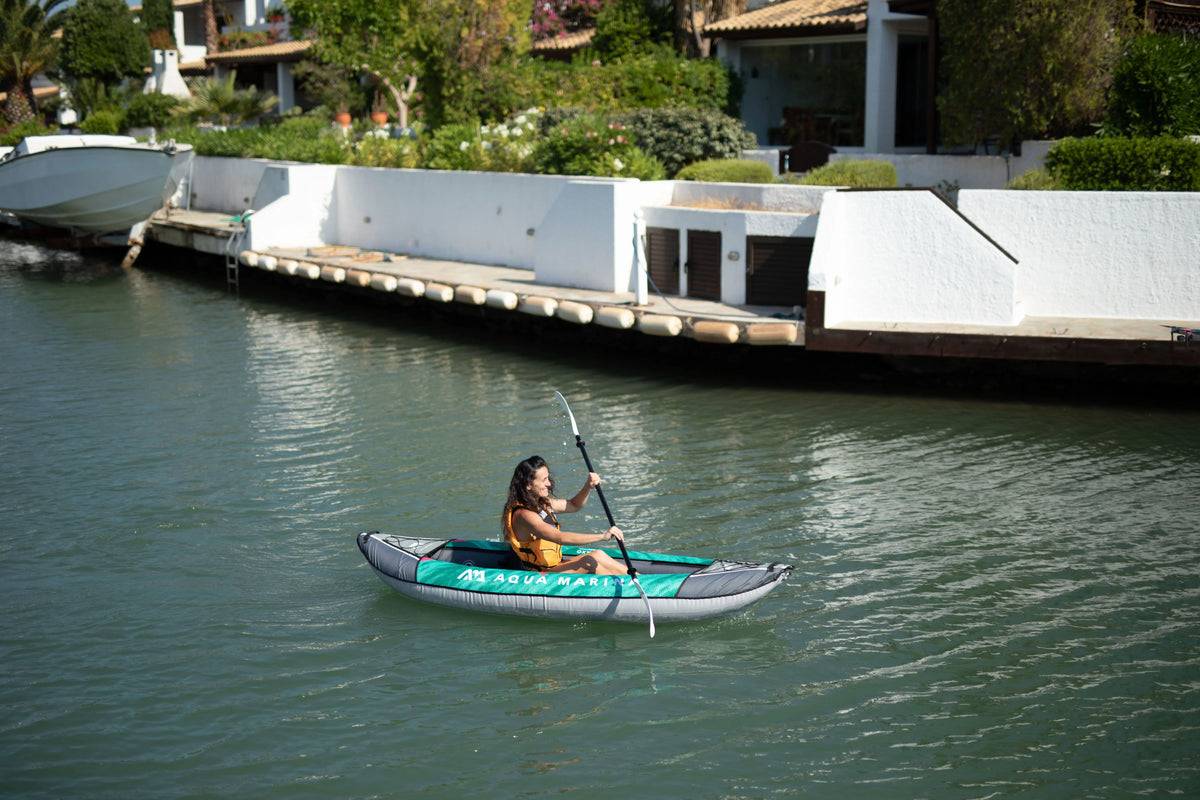 1 Person Inflatable Recreational Kayak with Carry Bag, Paddle, Fin, Pump & Safety Harness C8178