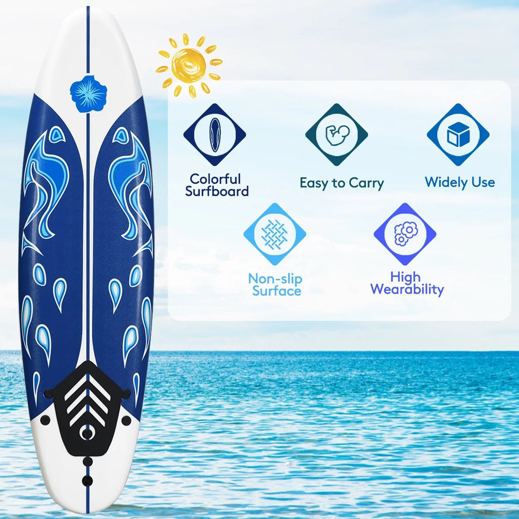Inflatable Surfboard with Safety Leash White C4347