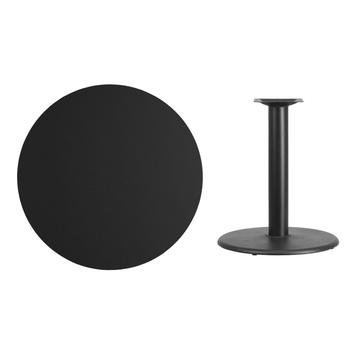 36-inch Round Black Laminate Table Set with Four Black Chairs T870