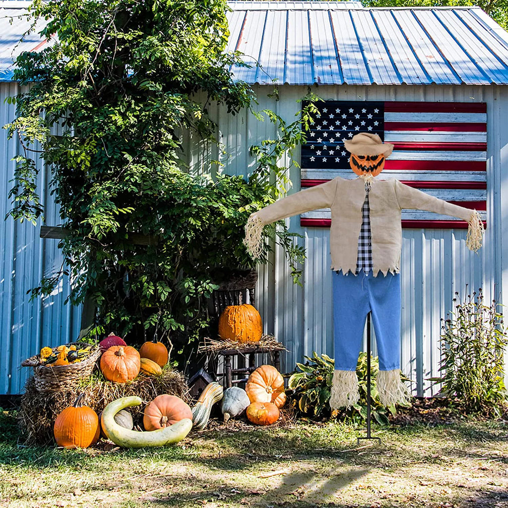 7.5 Feet Halloween Scarecrow Ghost Decorations with Metal Stand Y9410