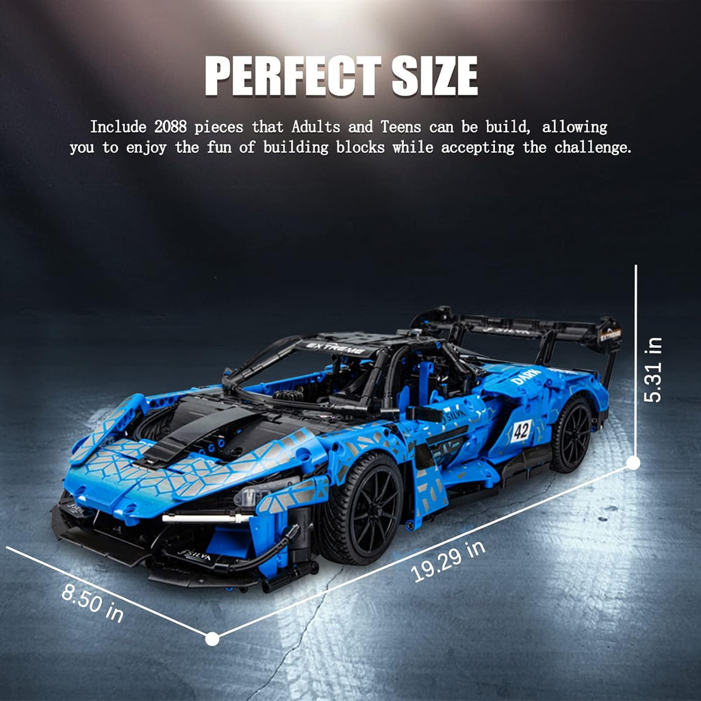 Sports Car MOC Building Set, 1:10 Scale Model, 2088 Pieces J962296