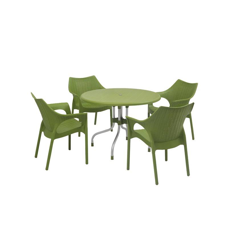 Green Patio Table with Four Chairs K835933