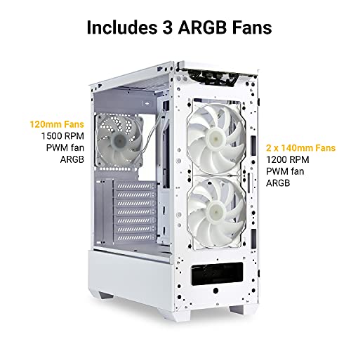 White Mid-Tower ATX PC Case with Tempered Glass Side Panel Z85170