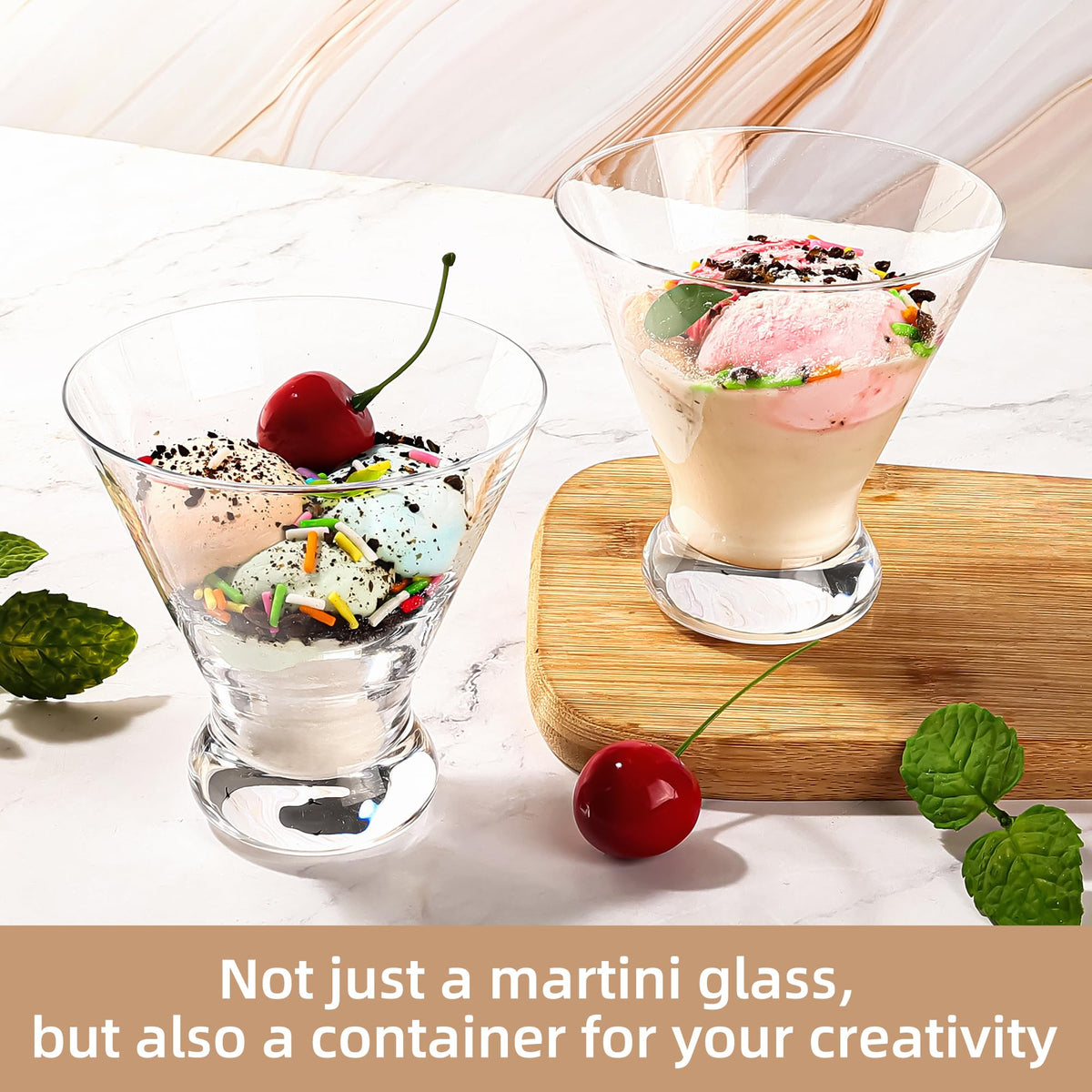 8 oz Stemless Martini Glasses Set of 8 D6570